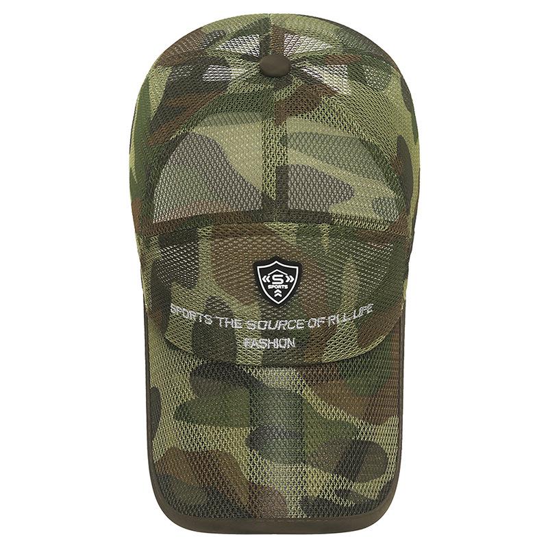 Летняя шляпа с дышащей сеткой и защитой от солнца для мужчин и женщин - Кепка для рыбалки на открытом воздухе с полым козырьком и кожаной этикеткой