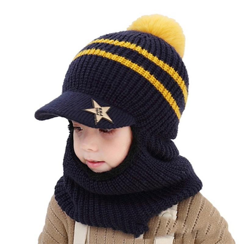 Winter Children Knitted Hats Baby Boy Girls Cap Wool Hat Face Scarf Baby Hat Keep Warm Hat For Kids