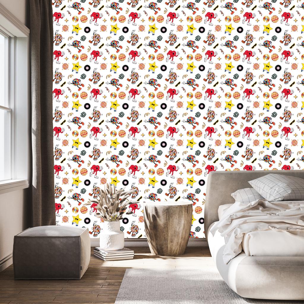 Retro Wallpaper White, Light Gray and Cream for Living Room and Bedroom 50x1000