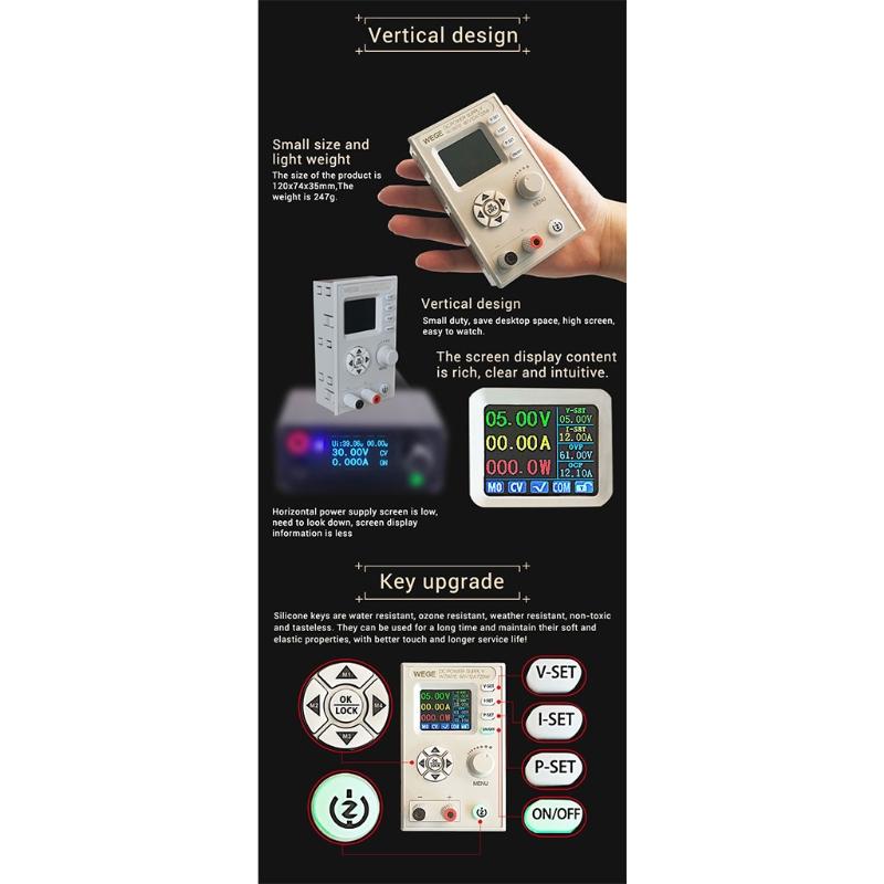 60В 12А Регулируемый ЧПУ для источника питания постоянного тока Понижающий модуль источника питания Стабилизация напряжения Стабилизация тока ЖК-экран