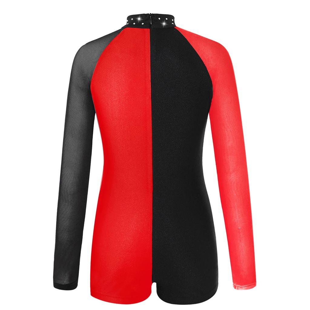 Балетный купальник для детей, сетчатый купальник с длинными рукавами контрастного цвета для танцев, комбинезон для гимнастики, одежда для танцев