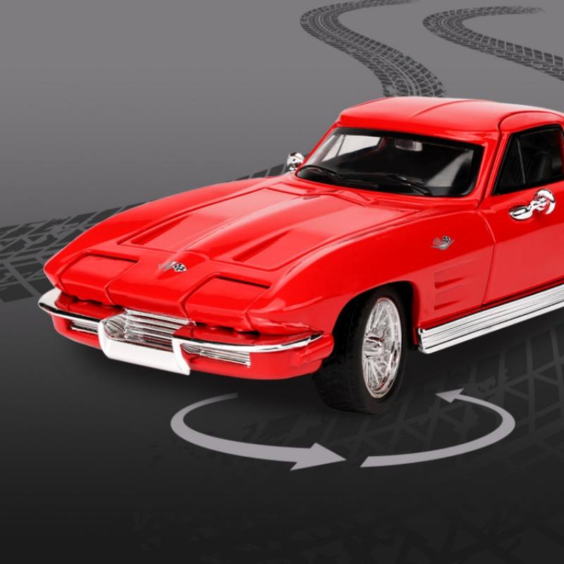 1:32 Corvette C2 Sting Ray Alloy Sports Car Model Diecasts Metal Classic Racing Car Vehicles Model Sound and Light Kids Toy Gift