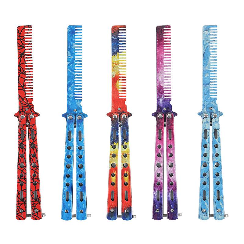 Stainless Steel Unsharpened Butterfly Practice Comb - Outdoor Training Butterfly Knife