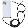 Cover case For Iphone 12 / 12 Pro Transparent Acrylic Airbag Shockpro Phone Protective Case With Lanyard(black Gold)