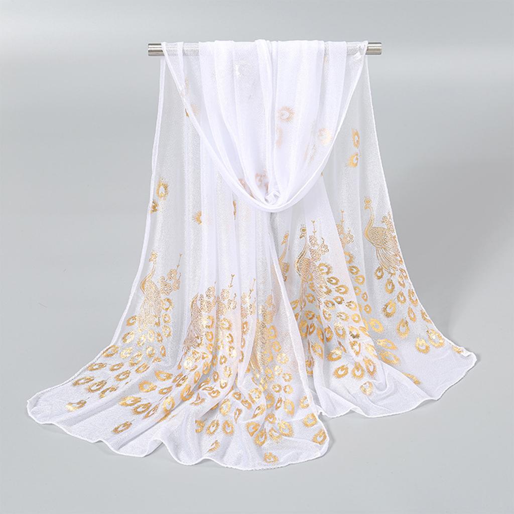 Женский элегантный темперамент, однотонный шарф с принтом павлина, легкая и удобная шаль