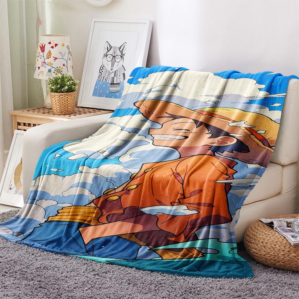 1PC One Piece Monkey D Luffy Patterned Flannel Blanket Suitable For All Seasons For Home Decor Warmth And Comfort Gifts Holiday Present