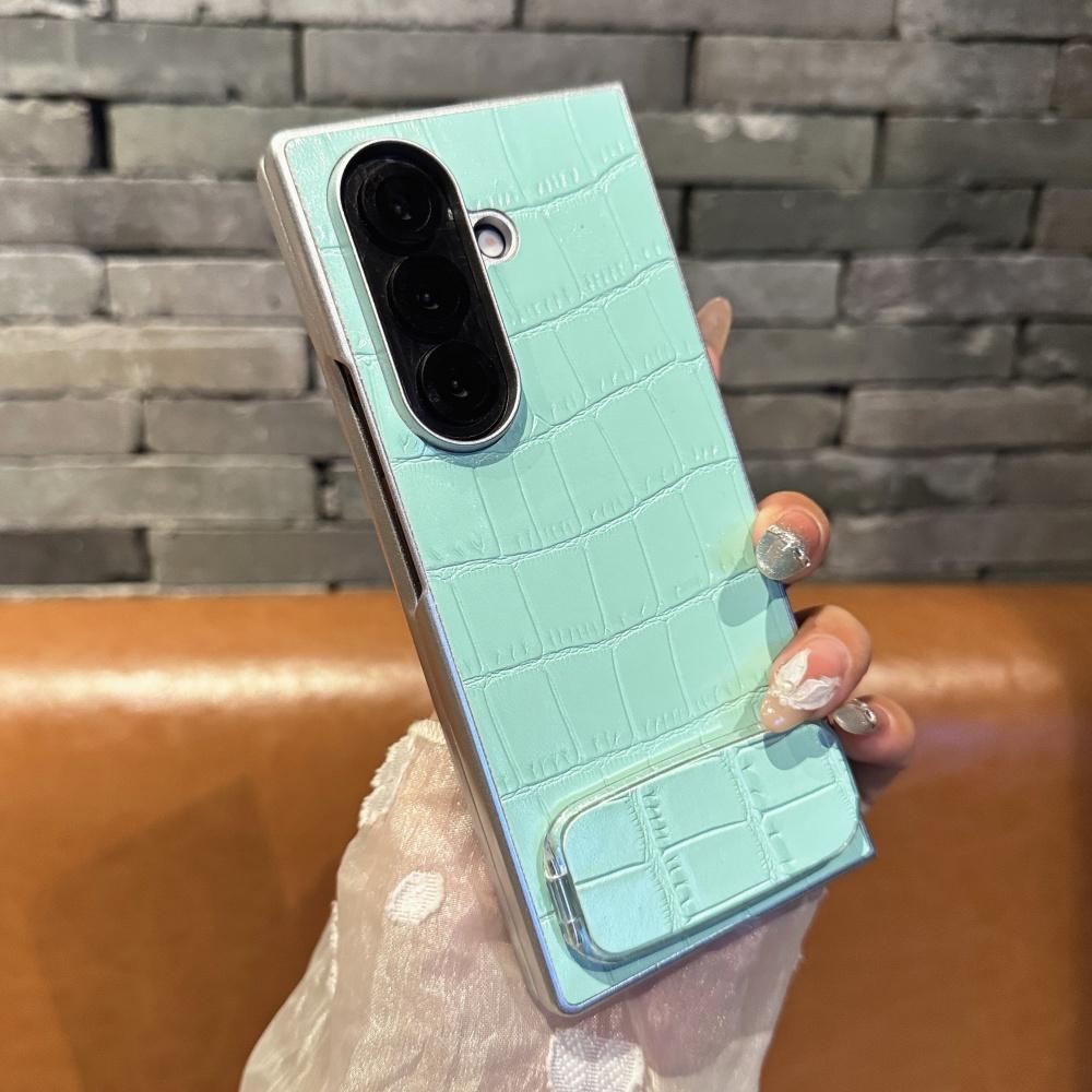 Luxury Crocodile Pattern Leather Case For For Samsung ZFold 7 6 5 4 3 5G Mirror Fold Satnd Holder Shockpoof Protection Bumper Cover
