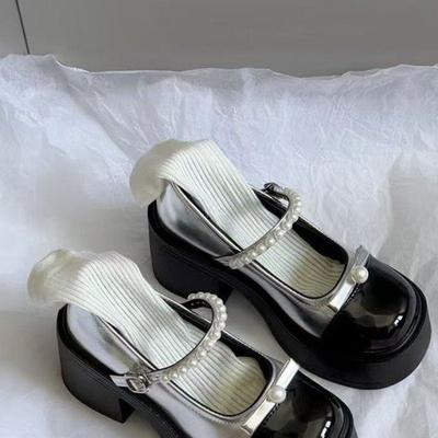 Французские ретро туфли Мэри Джейн из маленькой кожи женские 2025 новые на платформе толстый каблук JK туфли на высоком каблуке