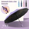 Automatic Rain & Sun Umbrella Black Coating Parasol Anti-UV 3 Folding Wind Resistant Auto Luxury Big Windproof Women Men 8Ribs