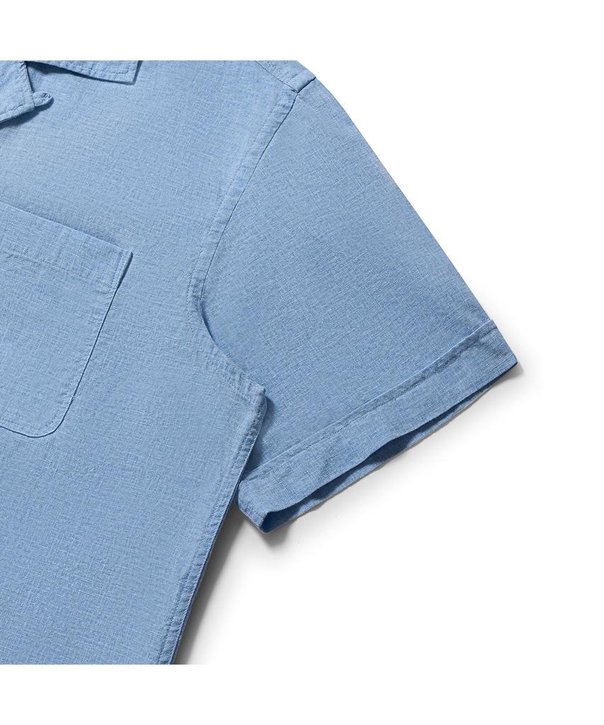 PRODESHIRT [Комфорт] Тропическая винтажная льняная рубашка-кемпинг (Ocean Blue)