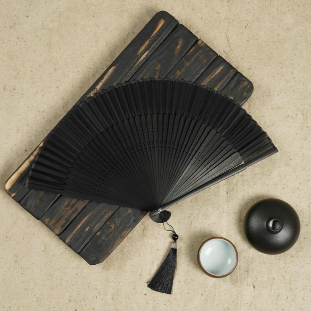Carved Handle Chinese Fan Handhold Dance Fan Home Decoration Bamboo Folding Fan Gift