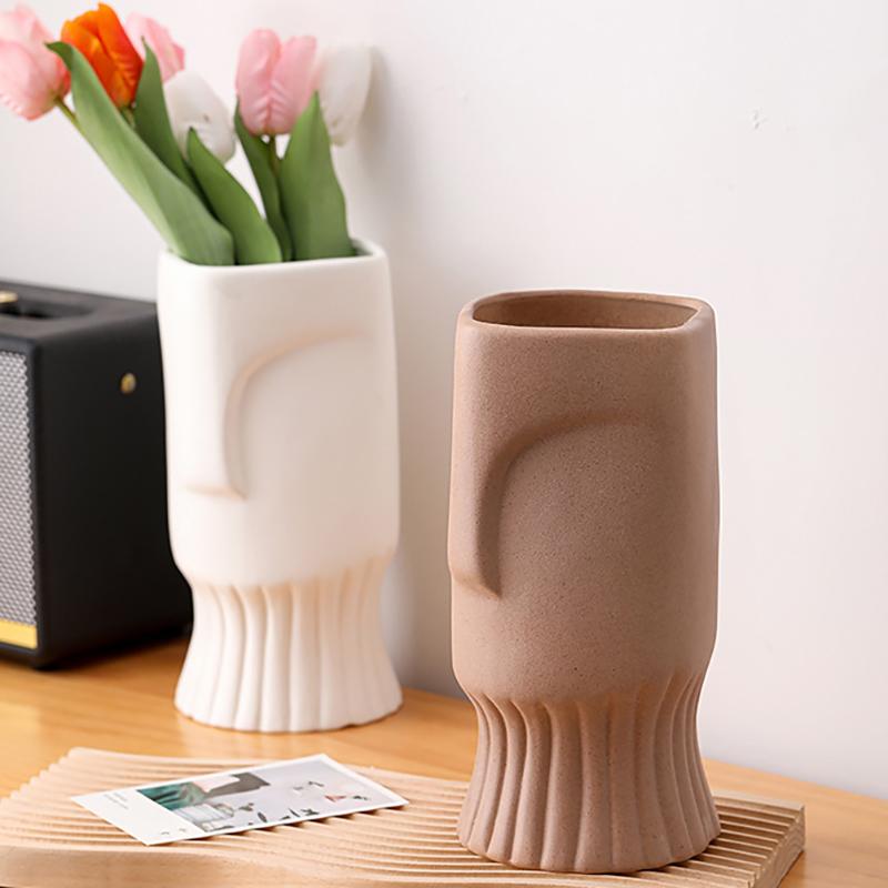Abstract Face Vase Ceramic Hydroponic Vase Flower Arrangement Home Decor Desktop Art Ornaments Garden Decoration