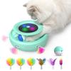 ORSDA Electric Cat Toy, Automatic Cat Teaser and Ball, 2-in-1 Design with 6 Interchangeable Artificial Hair Balls, Adjustable Speed for