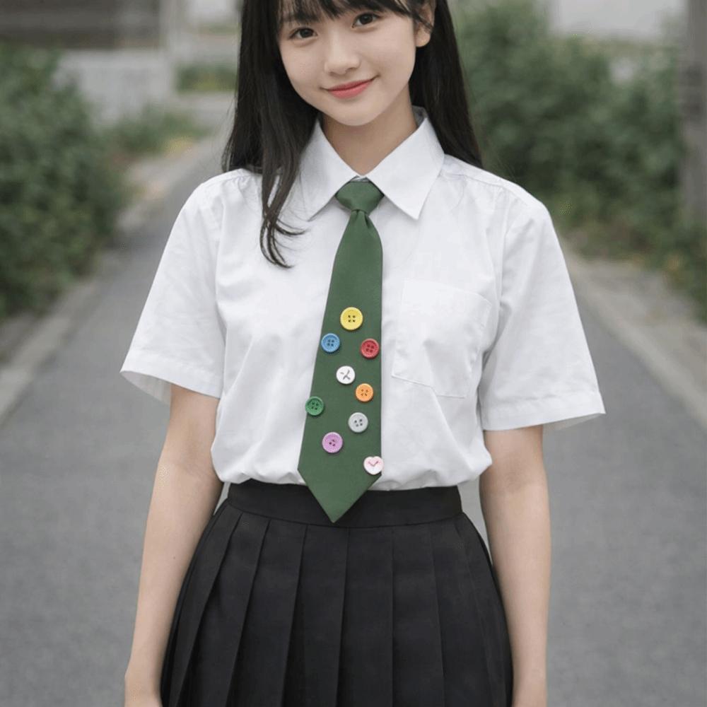 Multicolor Lazy Neckties Colorful Buttons Rubber Band Tie Creative Shirt Tie School Uniform