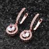 Huitan Luxury Rose Gold Color Women Dangle Earrings Brilliant Crystal Zirconia Wedding Party Elegant Bridal Fashion Accessories