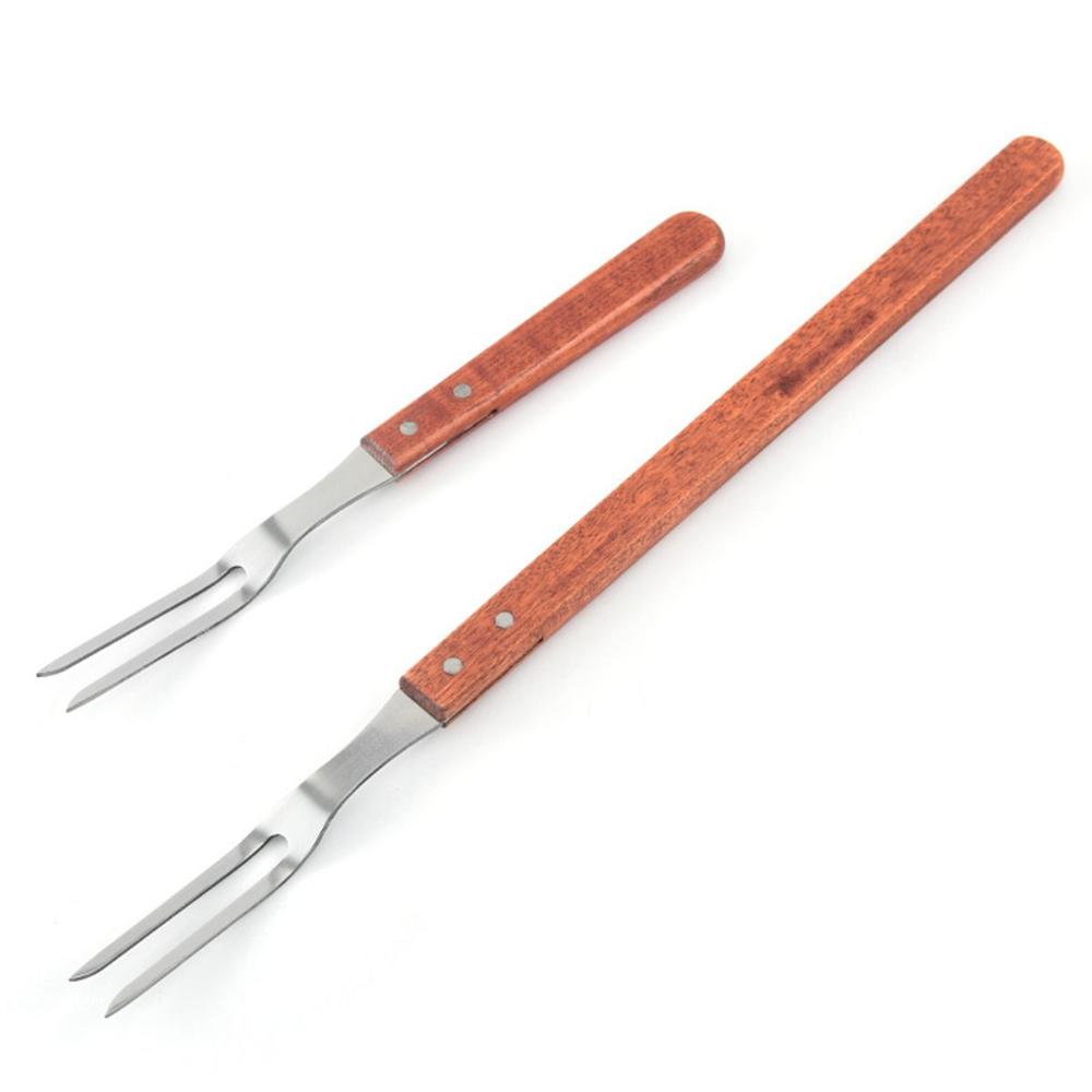 Roaster Kitchen Outdoor Portable Wooden Handle Carving Fork Barbecue Tool BBQ Accessories Meat Fork