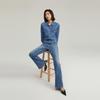 Levis Однотонная Рубашка Джинсовая с Длинным Рукавом Свободного Кроя на Одной Пуговице с Квадратным Вырезом Женские рубашки Светло-Голубой 86832-0018