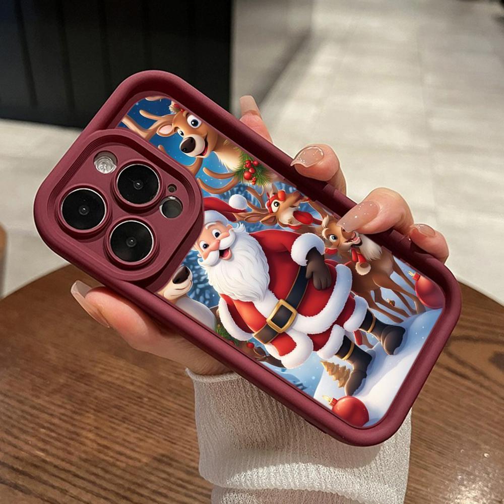 Чехлы для телефонов Ae119 Merry Christmas Santa art design для iPhone 16 14 13 11 Pro Max 15 7 8 6 Plus 12 mini XR XS Max SE Angel Eye Ladder Protective Cover