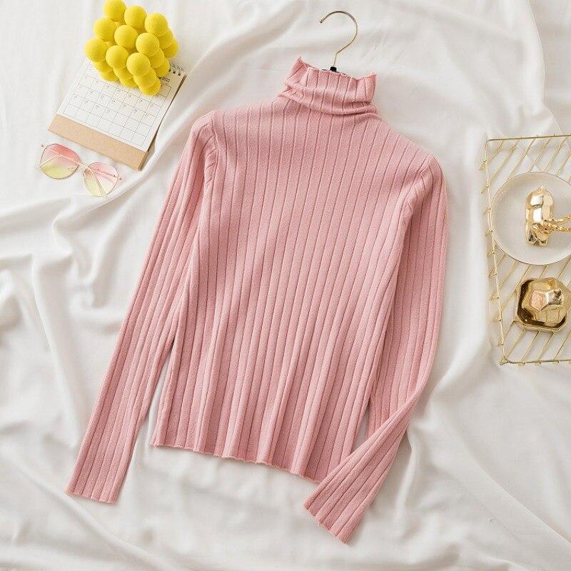 2023 зимний полосатый топ с высоким воротом, осенний модный тонкий однотонный пуловер с длинными рукавами, женский вязаный свитер, белый трикотаж 28733