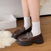 Internet Celebrities Popular Thick-soled Heightening Small Leather Shoes Women's Fashion British Style Single Shoes Loafers Women's 2025 Spring and Su
