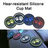 Car Round Water Bottle Silicone Coaster Dog Paw Print Cup Holder Anti-slip Hear-resistant Silicone Cup Mat Car Interior Accessories