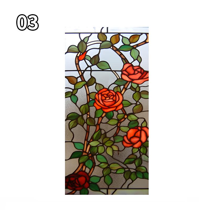 Винтажная художественная пленка для стекла Rose Lotus, пленка для церковных витражей, статическая липкая водонепроницаемая, непроницаемая для солнца, матовая защитная пленка для стекла