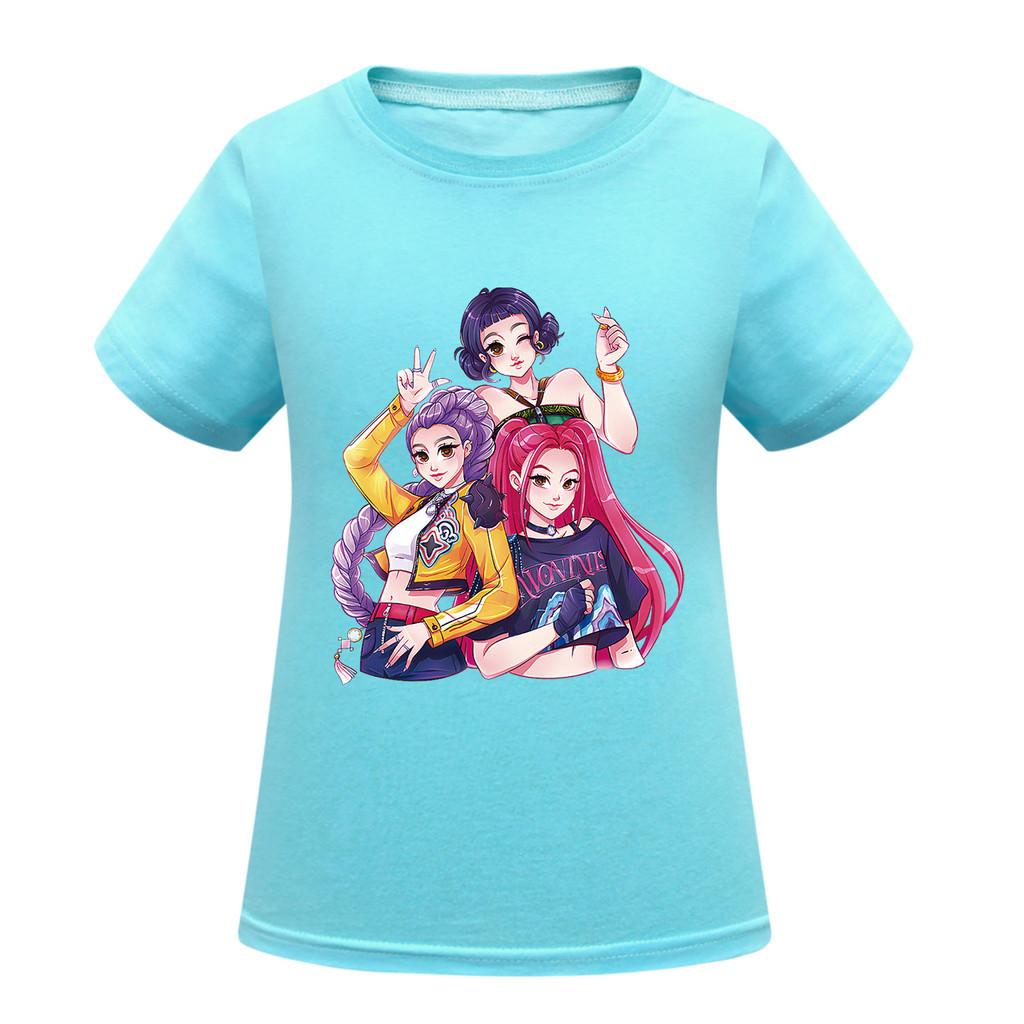 Kids Girls Anime Cartoon K-POP Rumi Zoey Mira Printed Casual Short Sleeves T-Shirt Top