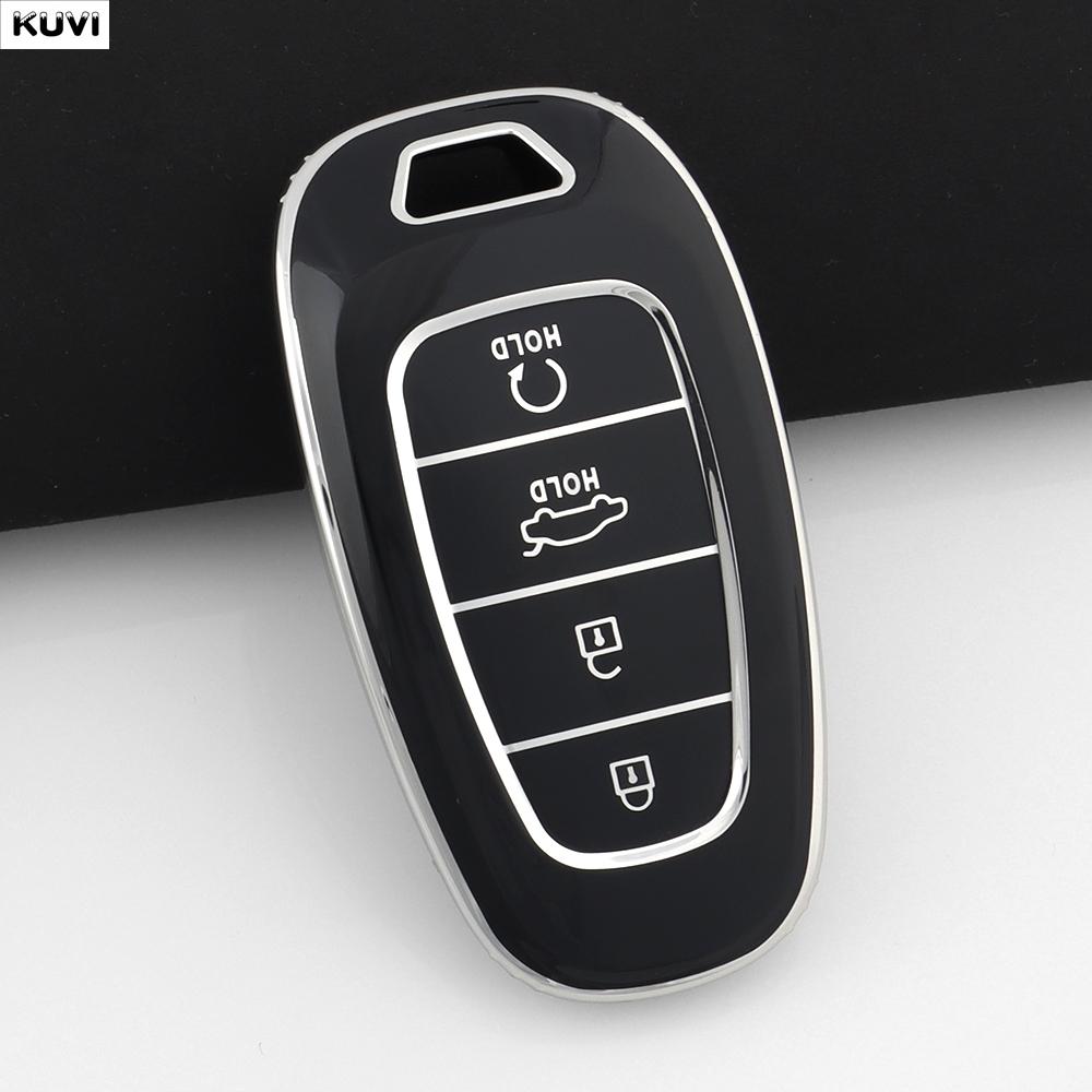 SKCW6 4 Button TPU Car Remote Key Case Cover For Hyundai Santa Fe Tucson 2022 NEXO NX4 Ioniq 5 Atos Prime Solaris 2021 Fob Accessories