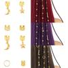 44pcs Stars Moon Hollow Out Hair Ring Hair Braiding Dread Locks Dreadlocks Beads Multi Style DIY Hair Braid Tubes Decor