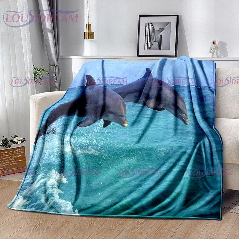 Dolphins Blanket Ocean Animal Sea Life Super Soft Warm Print Throw Blanket for Kids Adult Office Bed Sofa Couch Napping Blanket
