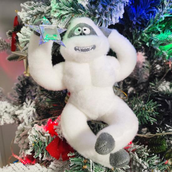 Abominable Snowman Christmas Tree Topper Plush Stuffed Snow Elf Christmas Tree Hugger with Star for Xmas Treetop Decoration