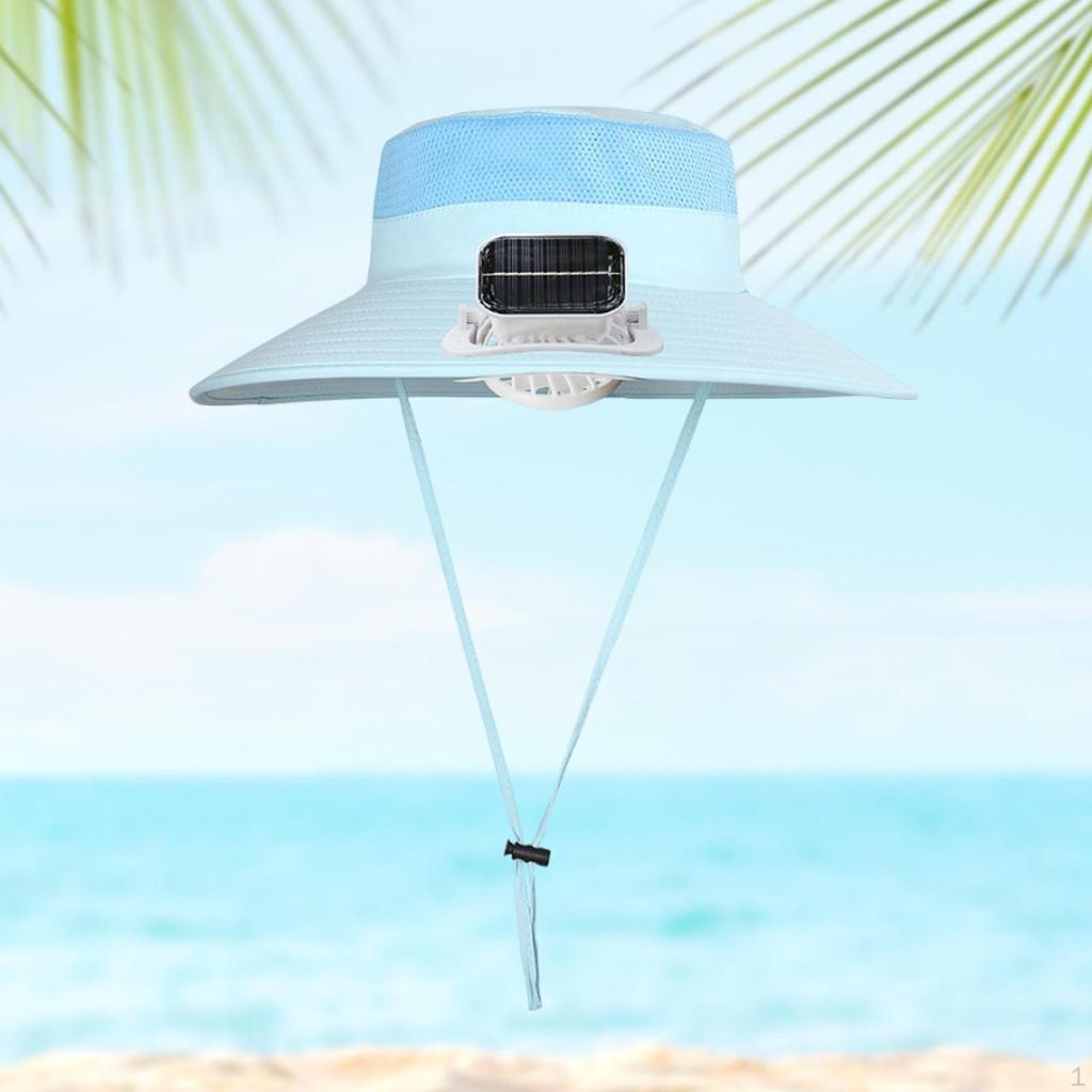 Children Outdoor Fan Hat Solar Powered Rechargeable Multipurpose Wide Brim for Farming Fishing