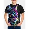 Kids Clothes Summer Short Sleeves Tops 3D Print Cool Cat Graphic T Shirts Outdoor Fashion Street Style Children's Boy's Clothing