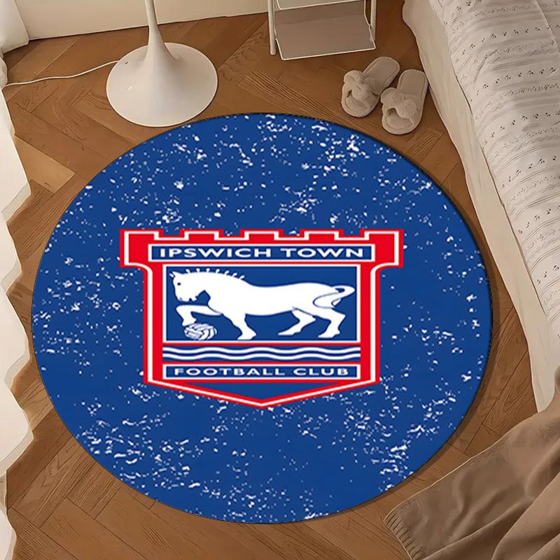 1PC FC Ipswich Crest Round Rug for Livingroom,Bedroom, Palyroom, Chair Rug, Area rug, Circle Carpet, Large Size Fan Christmas gift