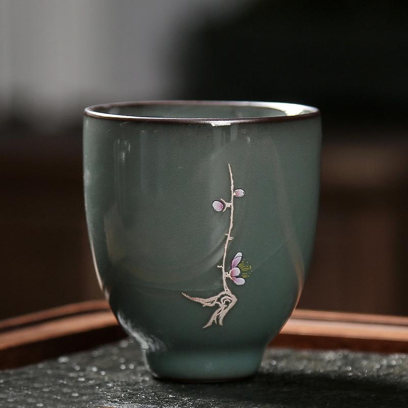 Household Kung Fu Tea Set Ge Kiln Iron Tire Personal Cup Tea Tasting Master Cup Handmade Ceramic Single Cup Tea Cup Tea Bowl Tea Cup