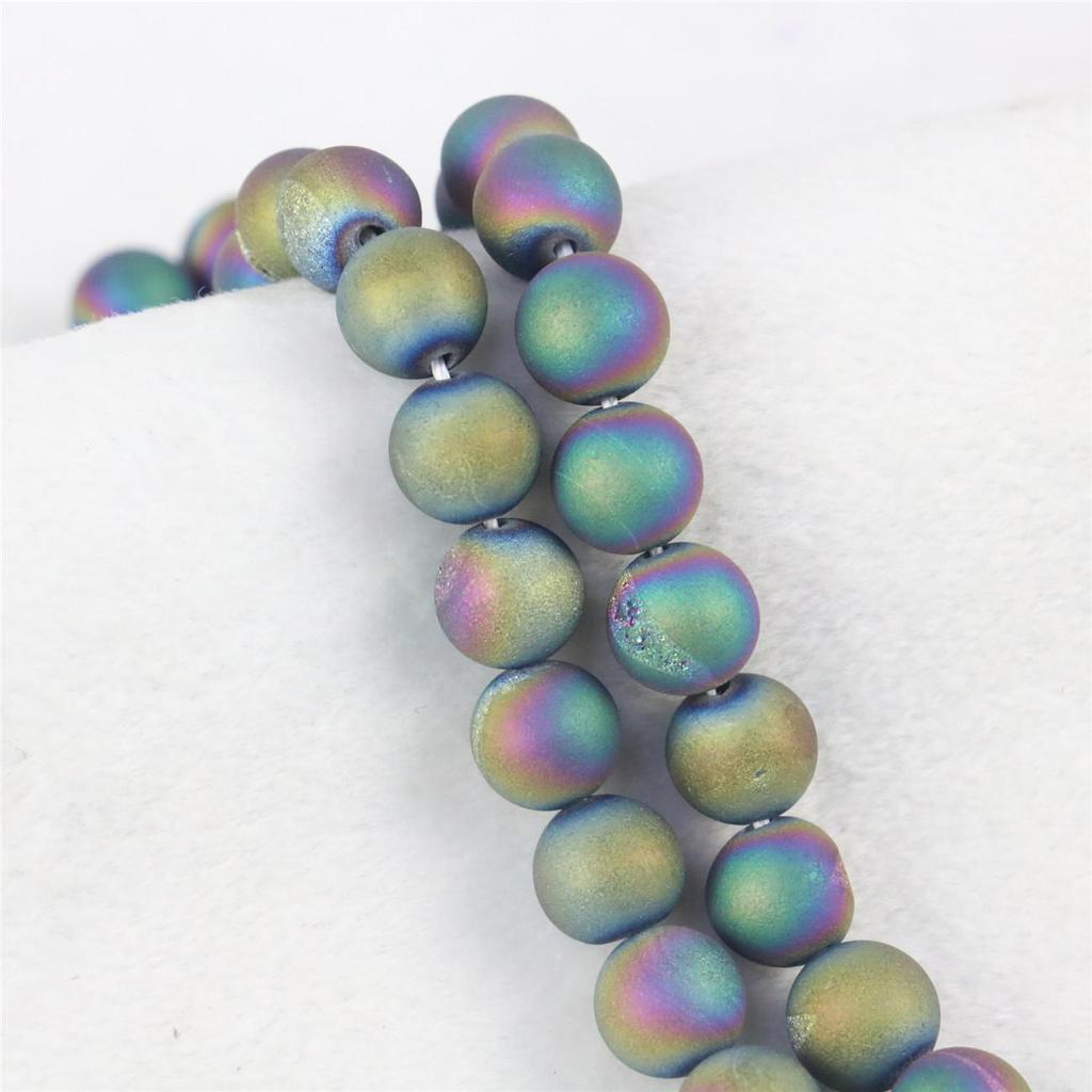 10mm Purple Gold Color Round Crystal Cave Agates Onyx Loose Beads Women Girls Accessories Parts for Jewelry Making Design