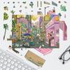Мультяшная наклейка с панорамным видом большого города, 3D миниатюрный мир, расстегнутая сцена для DIY, учетная запись