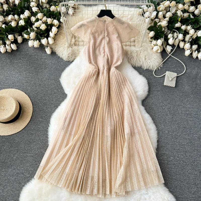 Летнее новое французское ретро роскошное женское платье с вышивкой высокого класса элегантный и элегантный стиль кружевное плиссированное платье дизайн