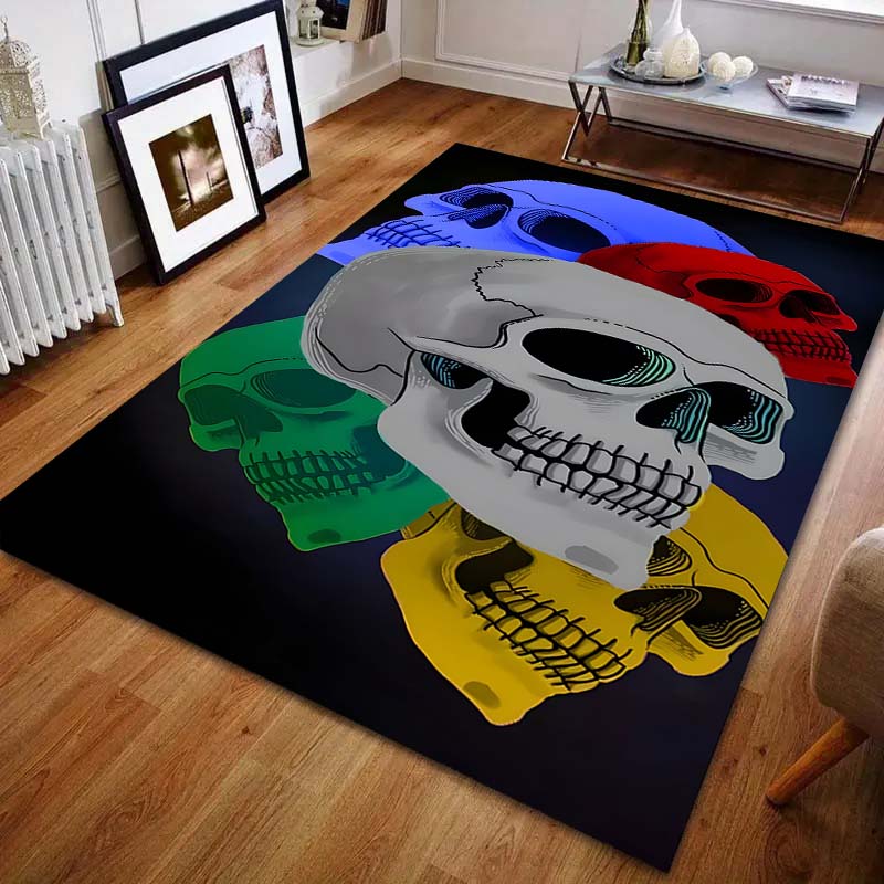 Personalized Multi-colored Skull Pattern Carpet for Bedroom Living Room Bedside Sofa Floor Mat Modern Home Decor Area Rug