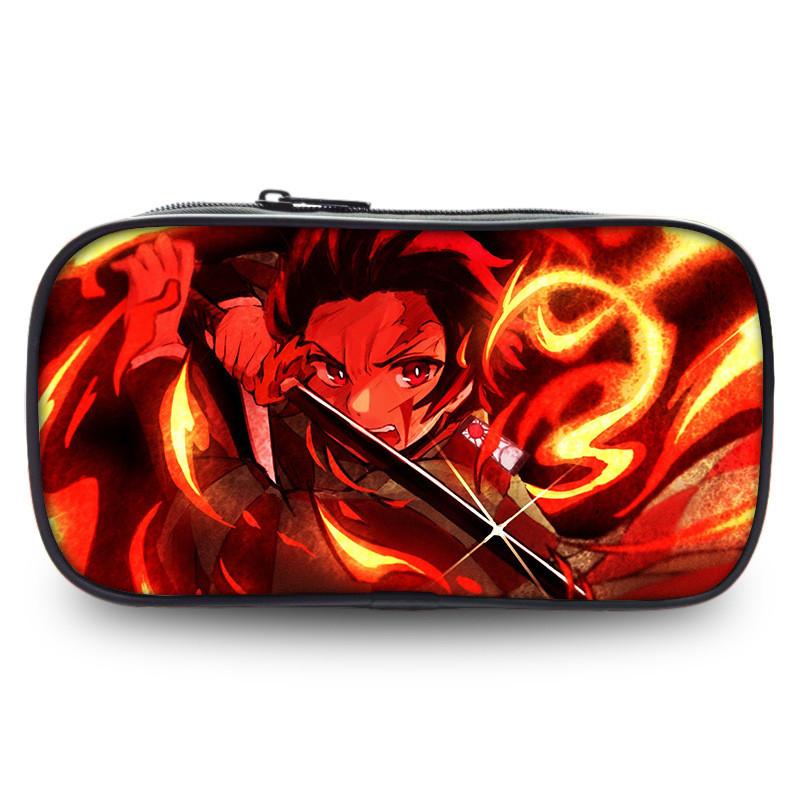 Large Capacity Demon Slayer Pen Bag Stylish Oxford Fabric Stationery Pouch