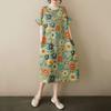 Short Sleeve Plus Size Cotton Vintage Floral New In Dresses for Women Casual Loose Long Summer Dress