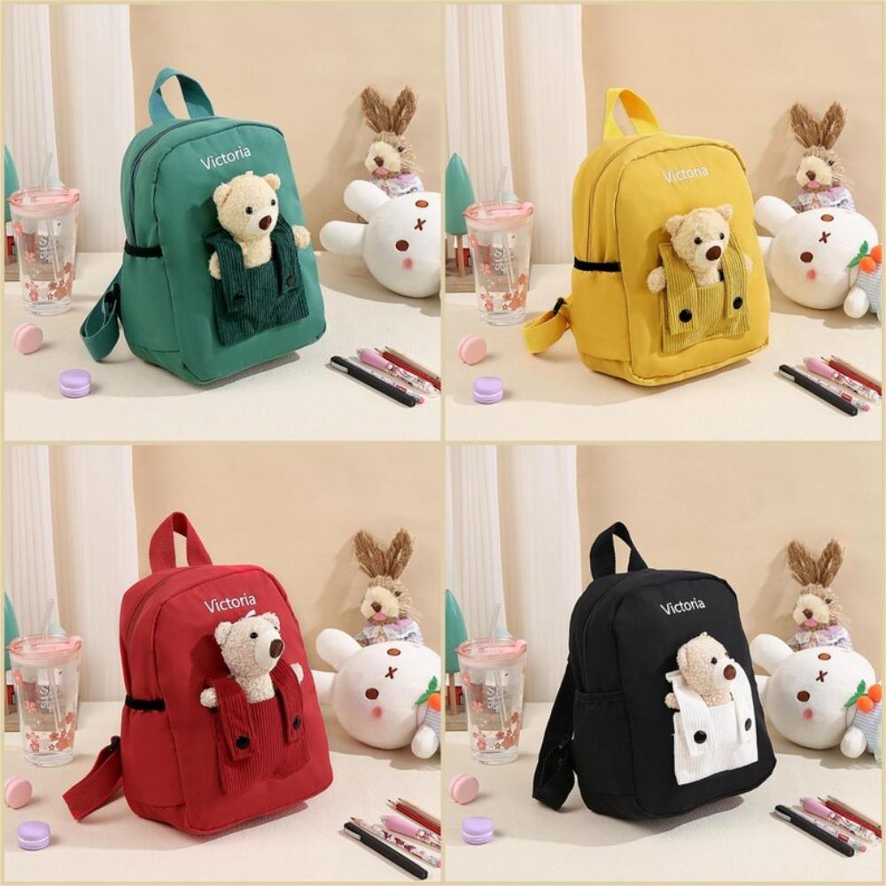 Custom Cute Teddy Bear Embroidered Name Backpack - Soft Durable Toddler Daily Campus Playtime Backpack Perfect Gifts for School