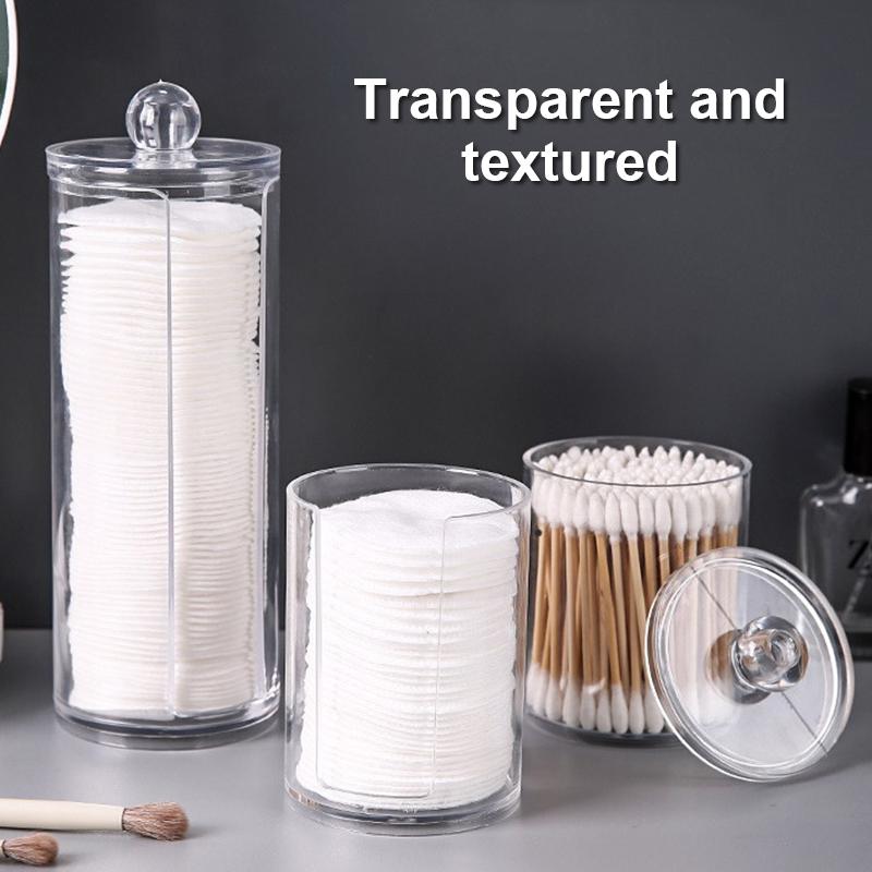 Transparent Cotton Swab Makeup Pad Dispenser Storage Box Multifunctional Bathroom Cosmetics Storage Box Cotton Round Holders