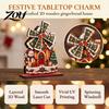 Rustic Xmas Party Ornaments Christmas Windmill Wooden Ornament, Decorative Craft with Rotating Handmade Atmosphere Props Blades, Figurine for Holiday