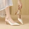 Fashion Rivet Pointed High Heels Women's Spring and Summer New Thin Heel Bag Head Sandals Empty One-word Buckle Women's Sandals
