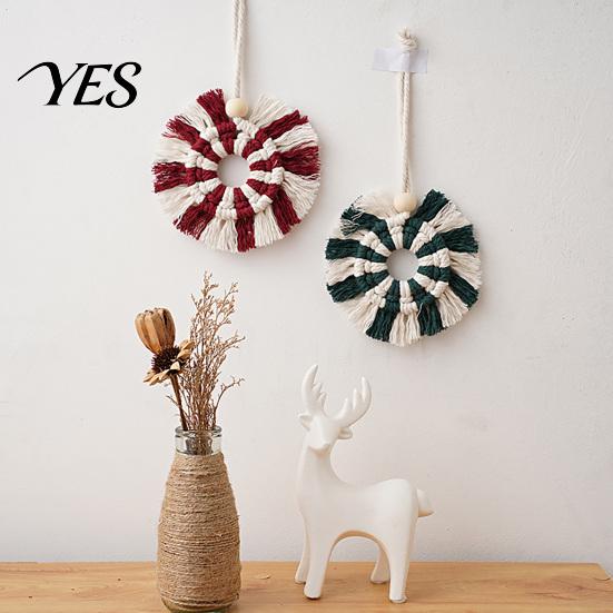 Round Braided Tapestry Tapestry, Boho Wall Hanging Knotted Cotton Nordic Minimalist Decor Rope for Bedroom Nursery Christmas