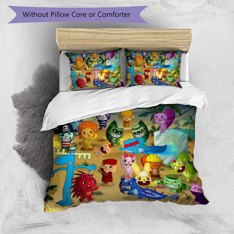 3pcs Happy Tree Friends5 pattern bedding set duvet cover set includes duvet cover &pillowcases, perfect all season bedroom decoration & gift