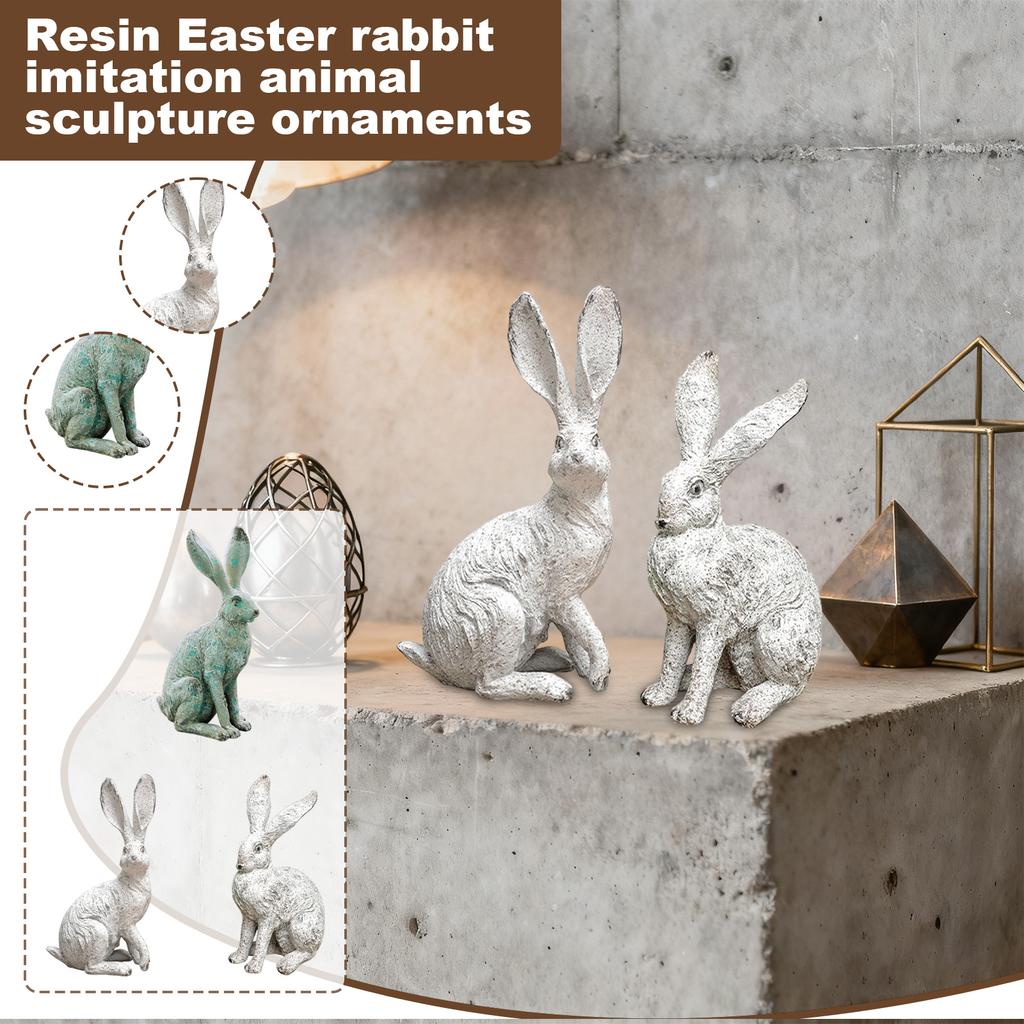 Смола Пасхальный Кролик Симуляция Животного Скульптура Украшение Ретро Сказка Подарок