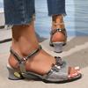 Модная обувь женская 2025 горячая распродажа современные женские сандалии летние сандалии для платья женская мода ремешок с цветочной пряжкой средний каблук обувь женская