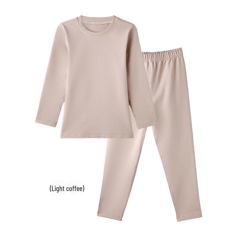 ZYZ Уютный хлопковый детский пижамный комплект для осени и зимы - Бескостный А-класса однотонный комплект для сна